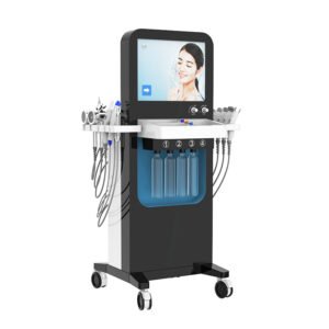 This 13-in-1 Hydra Dermabrasion RF Facial Beauty Machine combines hydra dermabrasion, fractional RF, EMS, ultrasound, diamond dermabrasion, photon brush, and oxygen spray in one professional system.