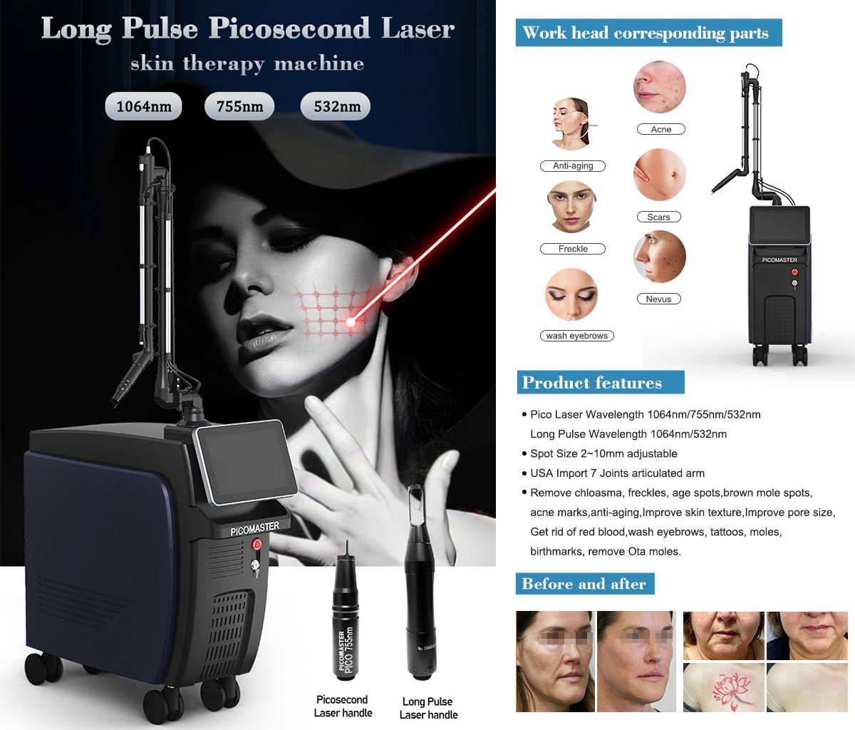anti-aging picosecond laser for beauty spa